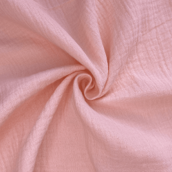 Ткань Муслин Жатый, цвет Нежно-Розовый (на отрез)  в Истре